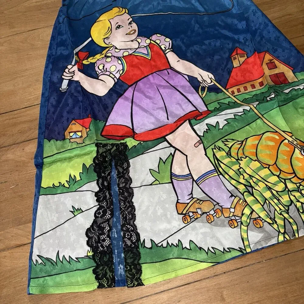 Frank Kozik x Heaven by Marc Jacobs Slip Skirt Storybook Roller Girl Lace NWT SM